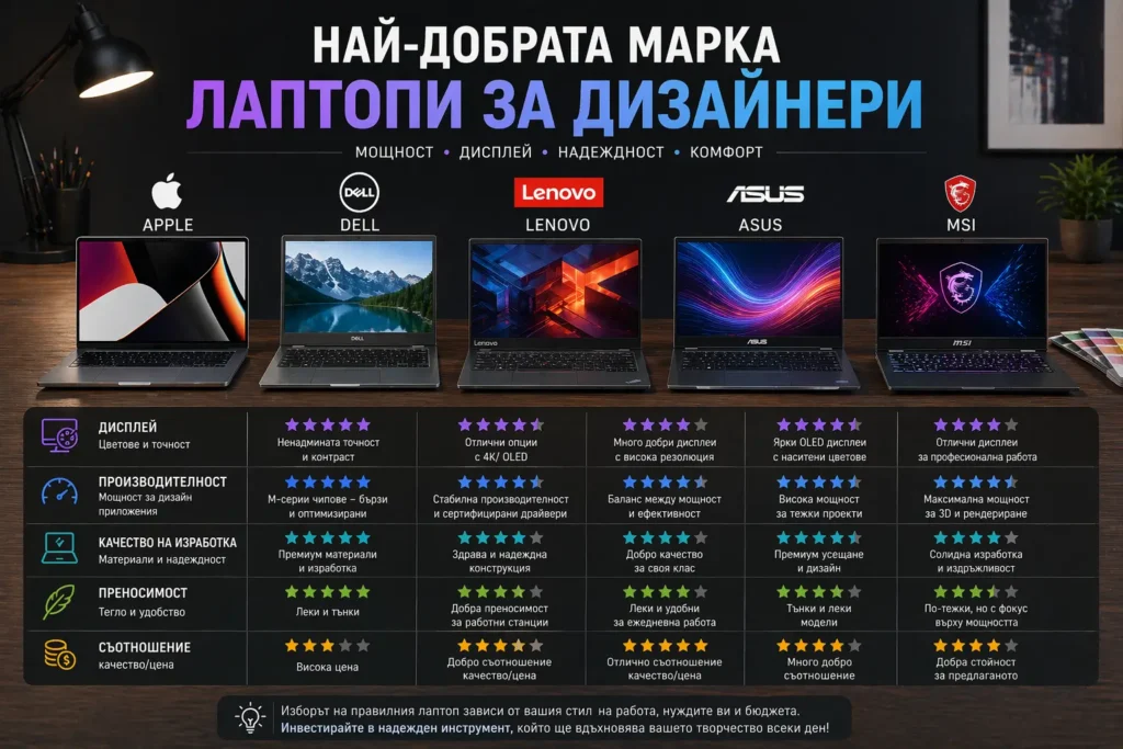 Най-Добрата Марка Лаптопи за Дизайнери