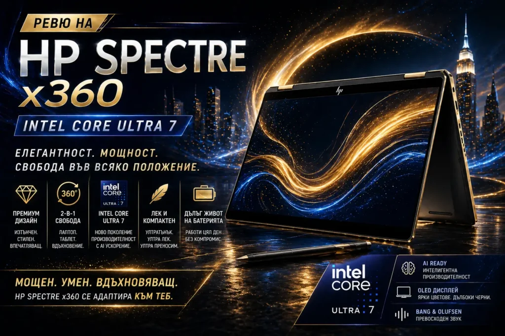 Ревю на Лаптоп HP Spectre x360 Intel Core Ultra 7